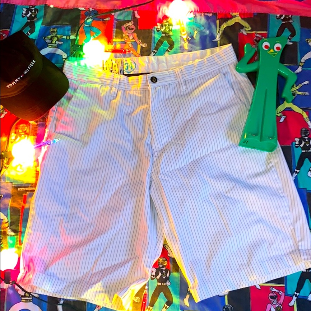 White pinstriped Volcom shorts